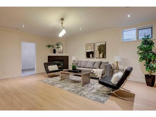 2407 27 Street Sw, Calgary, AB - Indoor Photo Showing Living Room With Fireplace