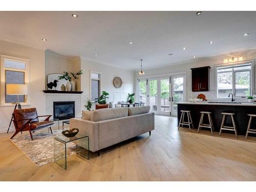 2407 27 Street Sw, Calgary, AB - Indoor Photo Showing Living Room With Fireplace