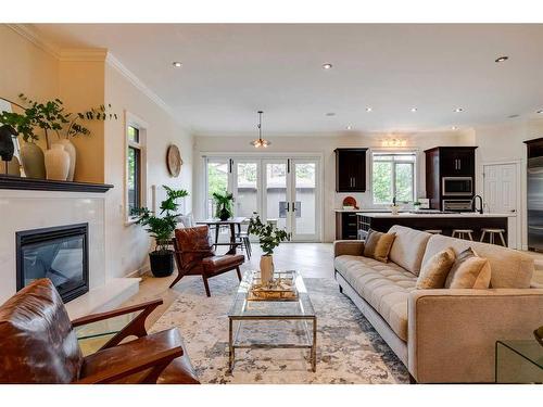 2407 27 Street Sw, Calgary, AB - Indoor Photo Showing Living Room With Fireplace