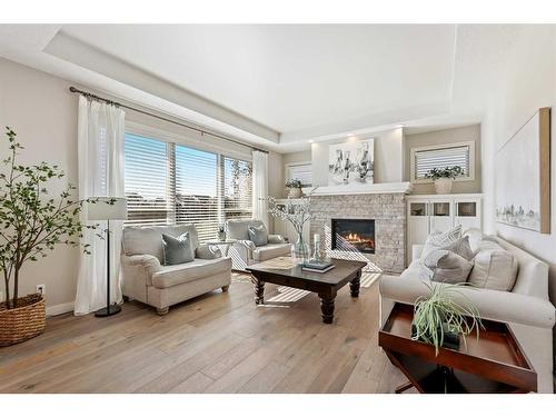 87 Cranbrook Way Se, Calgary, AB - Indoor Photo Showing Living Room With Fireplace