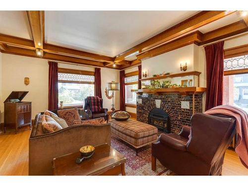 1933 5 Street Sw, Calgary, AB - Indoor Photo Showing Living Room With Fireplace