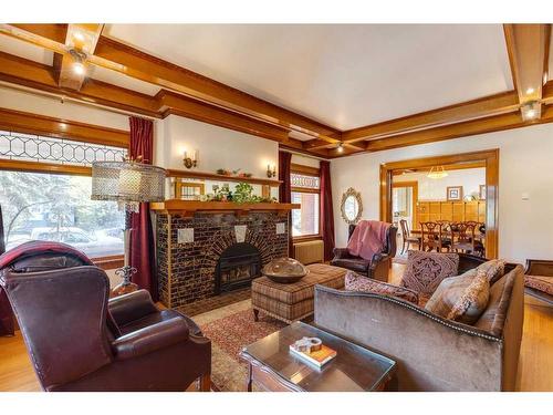 1933 5 Street Sw, Calgary, AB - Indoor Photo Showing Living Room With Fireplace