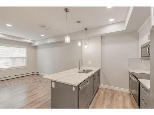 207-19661 40 Street Se, Calgary, AB - Indoor Photo Showing Kitchen With Double Sink