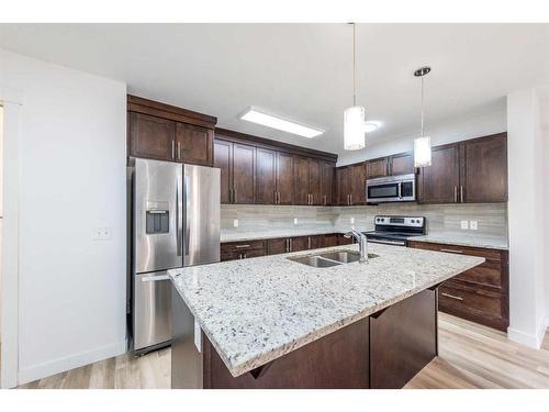 431 Redstone View Ne, Calgary, AB - Indoor Photo Showing Kitchen With Stainless Steel Kitchen With Double Sink With Upgraded Kitchen