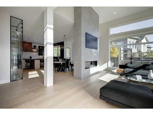 119 Aspen Summit Bay Sw, Calgary, AB - Indoor With Fireplace