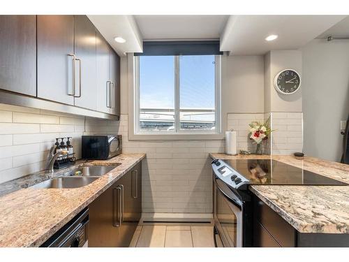 304-2020 11 Avenue Sw, Calgary, AB - Indoor Photo Showing Kitchen With Double Sink