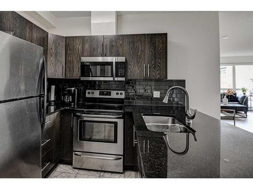 504-325 3 Street Se, Calgary, AB - Indoor Photo Showing Kitchen With Double Sink