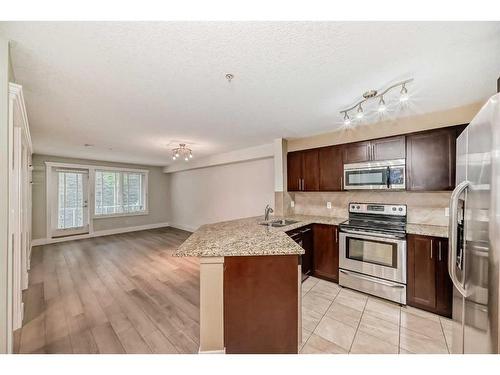 117-500 Rocky Vista Gardens Nw, Calgary, AB - Indoor Photo Showing Kitchen With Stainless Steel Kitchen With Double Sink With Upgraded Kitchen