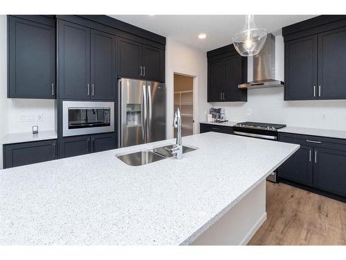 1309 Bayview Point Sw, Airdrie, AB - Indoor Photo Showing Kitchen With Stainless Steel Kitchen With Double Sink With Upgraded Kitchen