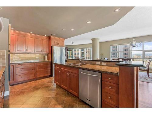 801-110 7 Street Sw, Calgary, AB - Indoor Photo Showing Kitchen With Double Sink