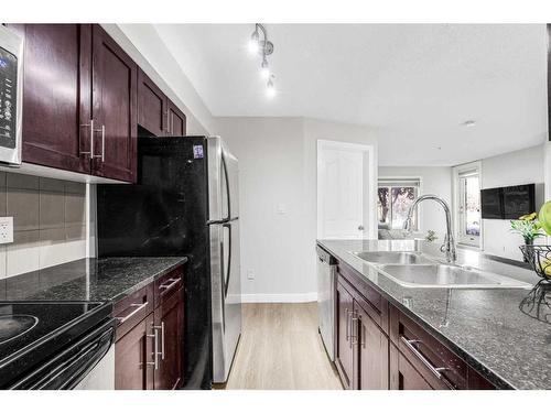 107-7130 80 Ave Ne, Calgary, AB - Indoor Photo Showing Kitchen With Double Sink