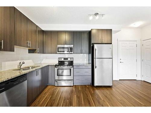 1416-99 Copperstone Park Se, Calgary, AB - Indoor Photo Showing Kitchen With Double Sink