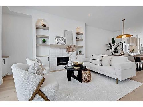 2033 32 Avenue Sw, Calgary, AB - Indoor Photo Showing Living Room With Fireplace