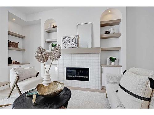 2033 32 Avenue Sw, Calgary, AB - Indoor Photo Showing Living Room With Fireplace