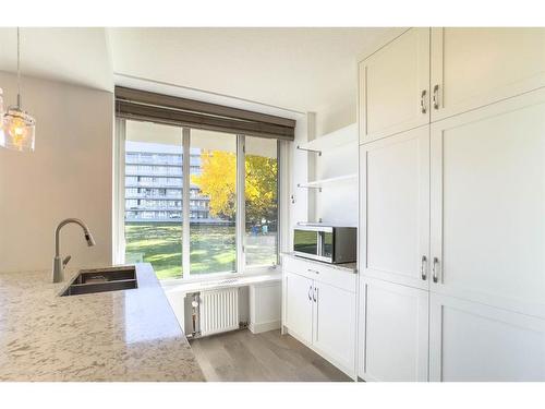 203-3204 Rideau Place Sw, Calgary, AB - Indoor Photo Showing Kitchen With Double Sink