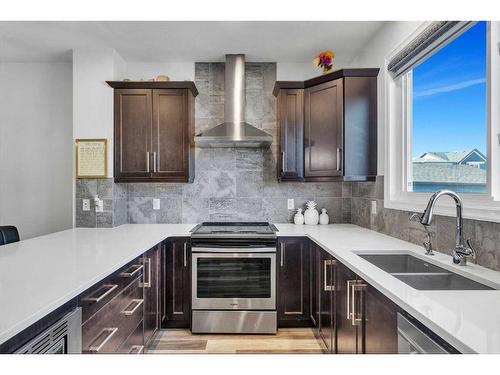 14 Corner Meadows Common Ne, Calgary, AB - Indoor Photo Showing Kitchen With Double Sink With Upgraded Kitchen