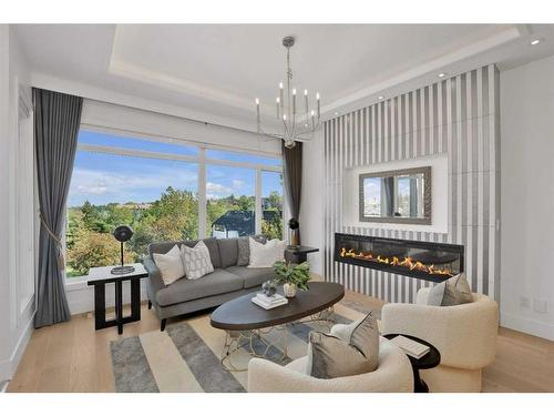 2217 16A Street Sw, Calgary, AB - Indoor Photo Showing Living Room With Fireplace