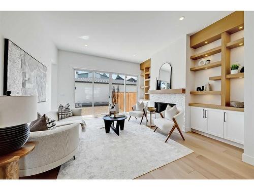 929 33 Street Nw, Calgary, AB - Indoor Photo Showing Other Room With Fireplace