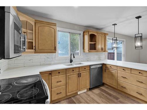 115 Bracewood Way Sw, Calgary, AB - Indoor Photo Showing Kitchen With Double Sink