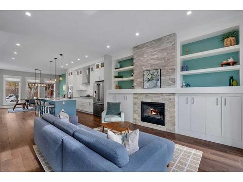 1920 6 Street Nw, Calgary, AB - Indoor Photo Showing Living Room With Fireplace