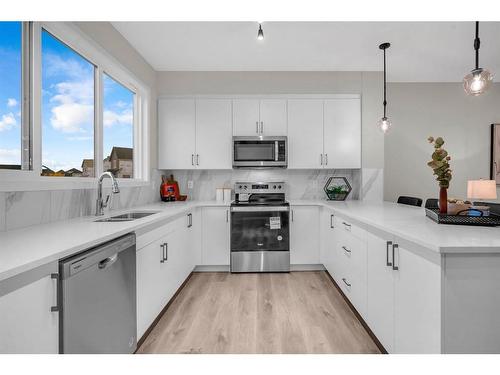 122 Magnolia Drive Se, Calgary, AB - Indoor Photo Showing Kitchen With Double Sink