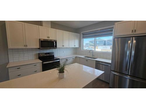 534 Corner Meadows Way Ne Meadows East, Calgary, AB - Indoor Photo Showing Kitchen With Double Sink