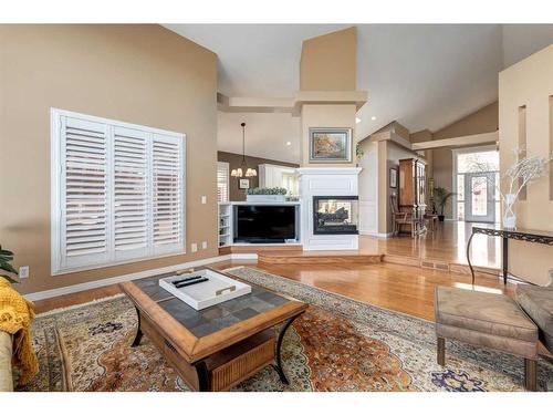 330 Diamond Drive Se, Calgary, AB - Indoor Photo Showing Living Room With Fireplace