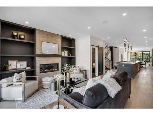 2334 Broadview Road Nw, Calgary, AB - Indoor Photo Showing Living Room With Fireplace