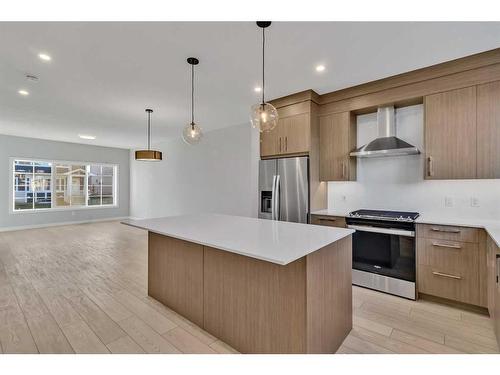 421 Chelsea Key, Chestermere, AB - Indoor Photo Showing Kitchen With Stainless Steel Kitchen With Upgraded Kitchen