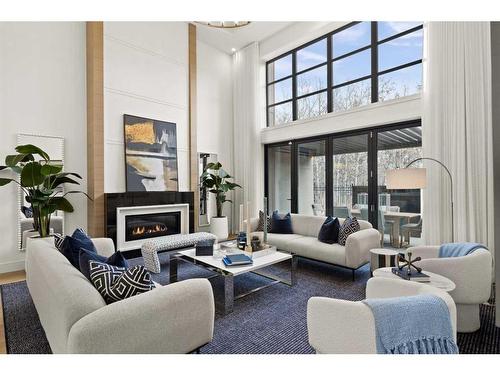 312 Elveden Court Sw, Calgary, AB - Indoor Photo Showing Living Room With Fireplace