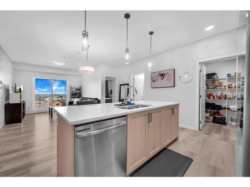 1411-220 Seton Grove Se, Calgary, AB - Indoor Photo Showing Kitchen With Double Sink