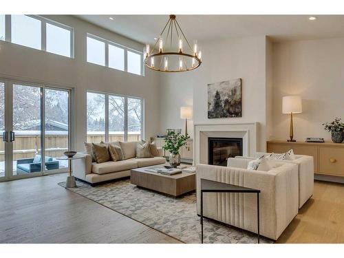 1055 Kerfoot Crescent Sw, Calgary, AB - Indoor Photo Showing Living Room With Fireplace