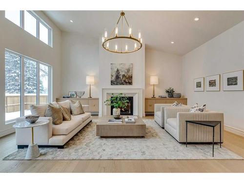 1055 Kerfoot Crescent Sw, Calgary, AB - Indoor Photo Showing Living Room With Fireplace