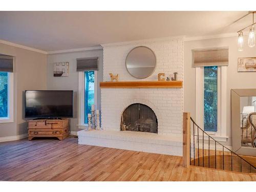 272146 Township Road 274, Rural Rocky View County, AB - Indoor Photo Showing Living Room With Fireplace