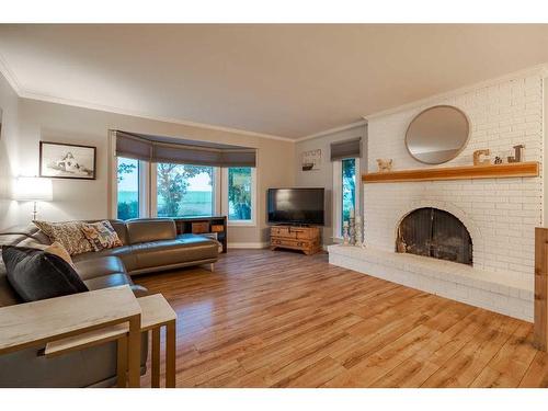 272146 Township Road 274, Rural Rocky View County, AB - Indoor Photo Showing Living Room With Fireplace