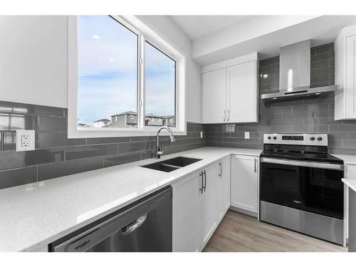 1849 Cornerstone Boulevard Ne, Calgary, AB - Indoor Photo Showing Kitchen With Stainless Steel Kitchen With Double Sink