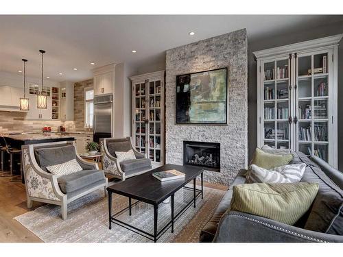 3120 5A Street Nw, Calgary, AB - Indoor Photo Showing Living Room With Fireplace