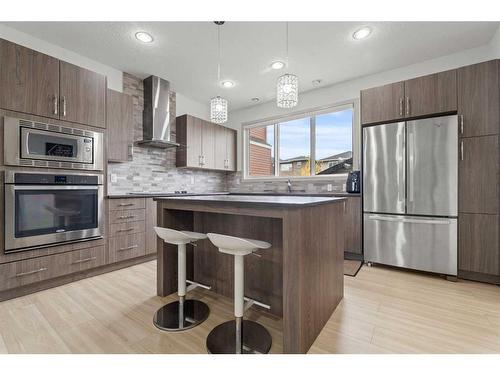 374 Evanston Way Nw, Calgary, AB - Indoor Photo Showing Kitchen With Stainless Steel Kitchen With Upgraded Kitchen