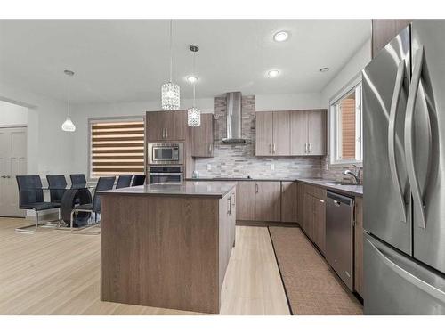 374 Evanston Way Nw, Calgary, AB - Indoor Photo Showing Kitchen With Stainless Steel Kitchen With Upgraded Kitchen