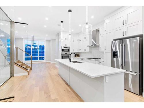 1917 21 Avenue Nw, Calgary, AB - Indoor Photo Showing Kitchen With Stainless Steel Kitchen With Double Sink With Upgraded Kitchen