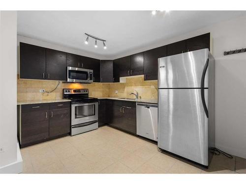 220-519 17 Avenue Sw, Calgary, AB - Indoor Photo Showing Kitchen With Stainless Steel Kitchen