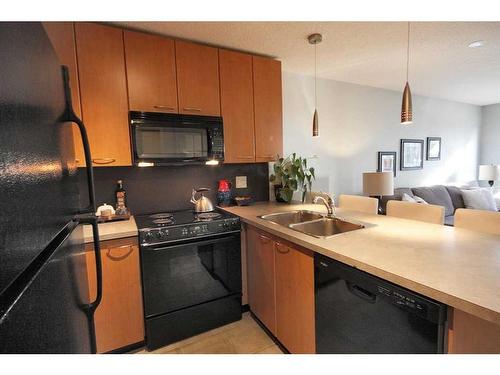 312-5115 Richard Road Sw, Calgary, AB - Indoor Photo Showing Kitchen With Double Sink