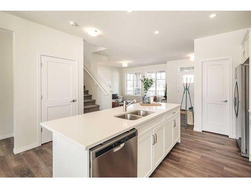 40 Ellen Lane, Crossfield, AB - Indoor Photo Showing Kitchen With Double Sink