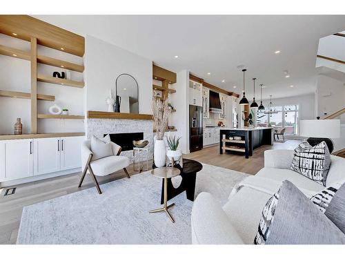 3011 33 Street Sw, Calgary, AB - Indoor Photo Showing Living Room With Fireplace