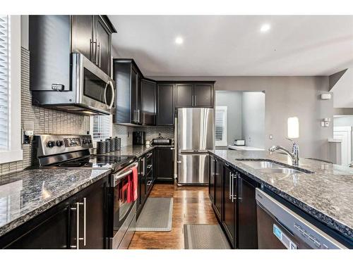 217 Rainbow Falls Glen, Chestermere, AB - Indoor Photo Showing Kitchen With Stainless Steel Kitchen With Double Sink With Upgraded Kitchen