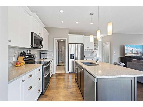 1464 Copperfield Boulevard Se, Calgary, AB - Indoor Photo Showing Kitchen With Stainless Steel Kitchen With Double Sink With Upgraded Kitchen