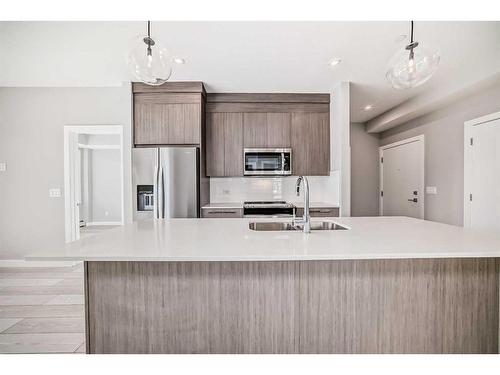 3213-111 Wolf Creek Drive Se, Calgary, AB - Indoor Photo Showing Kitchen With Double Sink With Upgraded Kitchen