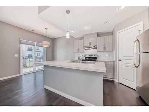 801-881 Sage Valley Boulevard Nw, Calgary, AB - Indoor Photo Showing Kitchen With Double Sink With Upgraded Kitchen