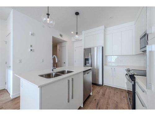 3407-111 Wolf Creek Drive Se, Calgary, AB - Indoor Photo Showing Kitchen With Double Sink With Upgraded Kitchen