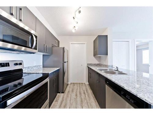 4211-4641 128 Avenue Ne, Calgary, AB - Indoor Photo Showing Kitchen With Stainless Steel Kitchen With Double Sink With Upgraded Kitchen